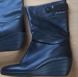 CAMPER MIA Wedge Boots‎ Black Leather Size 11 US 41 EU